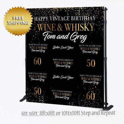 Cigar Photo Booth backdrop, Wine and Whiskey Step and Repeat, 50th Birthday backdrop, 40th Birthday, Cigar, photo booth, Cognac backdrop