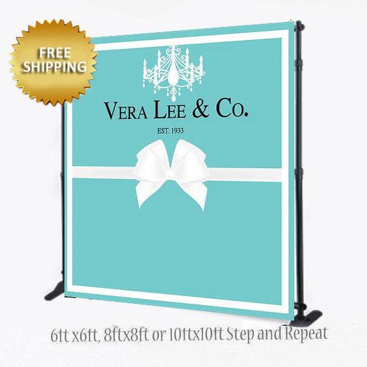 Diamonds are forever, Breakfast at & Co themed, 8X8 Photo Booth backdrop, turquoise blue, breakfast at bridal shower, photo props,