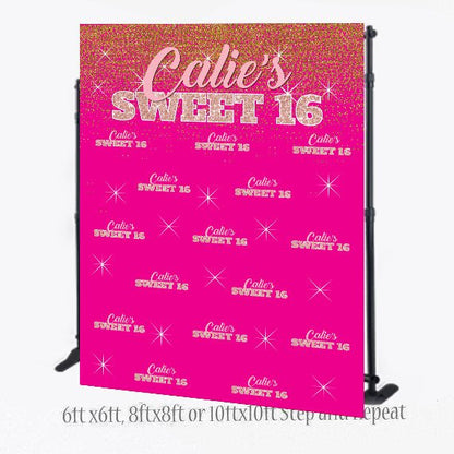 Hot Pink Backdrop, Sweet 16 Backdrop, 8X8 Photo Booth backdrop, Sweet 16 Backdrop, 40 Birthday Step and Repeat, photo booth, photo props