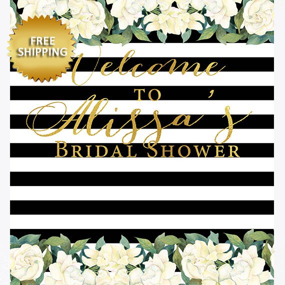 Bridal Shower Step and Repeat backdrop, Wedding backdrop, Sweet 16 Birthday, Floral Step and Repeat, Black and White Backdrop,Boho backdrop