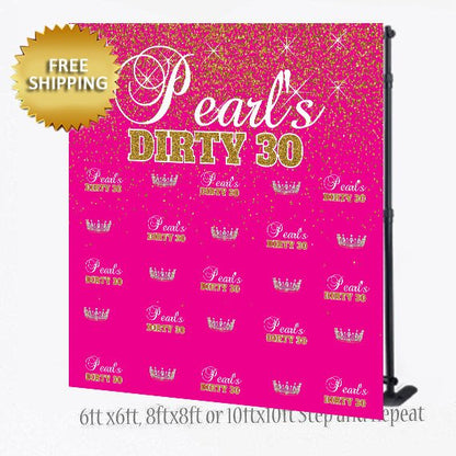 Hot Pink Sweet 16 Backdrop, Dirty thirty Step and Repeat, Step and Repeat backdrop, Sweet 16 photo booth,Prom Backdrop,Printable Backdrop