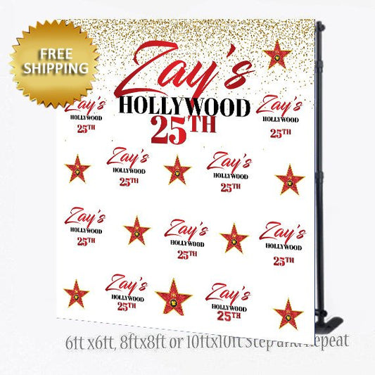 Hollywood Backdrop, Red Carpet Step and Repeat, Sweet 16 Backdrop, 21st birthday backdrop, Red carpet Backdrop,Hollywood Star Backdrop