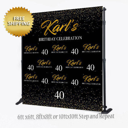 Step and repeat backdrop, 40th Birthday Step and Repeat, 40 and fabulous photo booth, 21st Birthday Backdrop,Printable Backdrop, photo props
