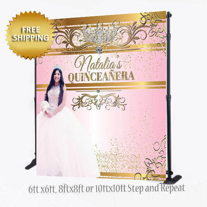 Quince Step and Repeat, Quinceanera Backdrop, quinceanera Step and Repeat,  Sweet 16 Backdrop, Photo Props, 30th Birthday backdrop