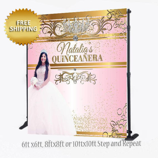 Quince Step and Repeat, Quinceanera Backdrop, quinceanera Step and Repeat,  Sweet 16 Backdrop, Photo Props, 30th Birthday backdrop