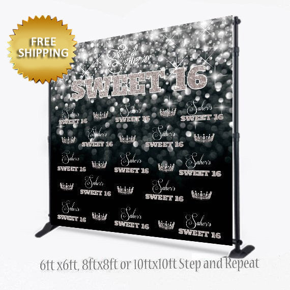 Step and repeat Photo backdrop, black and white Step and Repeat, Sweet 16 Birthday photo booth, Prom Backdrop, Printable Backdrop, Backdrop