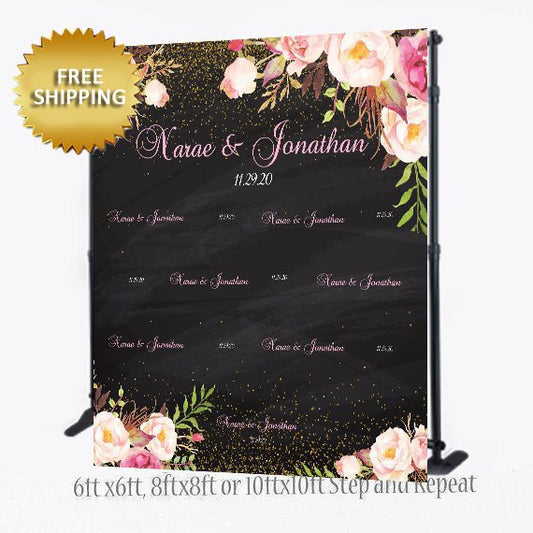 Wedding Backdrop, Floral Backdrop, Floral Step and Repeat, Bridal Shower backdrop, Sweet 16 Birthday photo booth, Bridal Shower backdrop