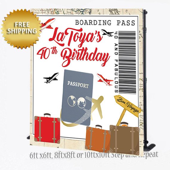 Passport Theme Birthday step and repeat Bbckdrop