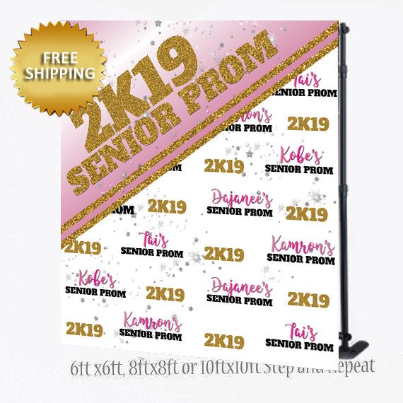 Prom 2k20 Gold and pink Senior Prom 2k20 Glitter Step and Repeat Backdrop – Dream ...