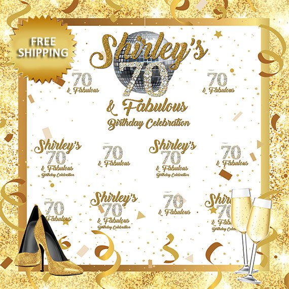 Gold Fabulous 50 Step and Repeat Banner | Fabulous 50 Backdrop | Birthday Banners | 50th Birthday Backdrop | Custom Step Repeat outlet Backdrop