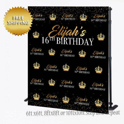 Sweet 16  Step and repeat backdrop, 16th Birthday step and repeat, Prom backdrop, Birthday Backdrop, 16th Birthday, Crown step and repeat