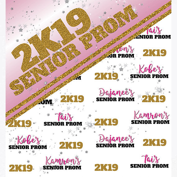 Prom 2k20 Gold and pink Senior Prom 2k20 Glitter Step and Repeat Backdrop – Dream ...