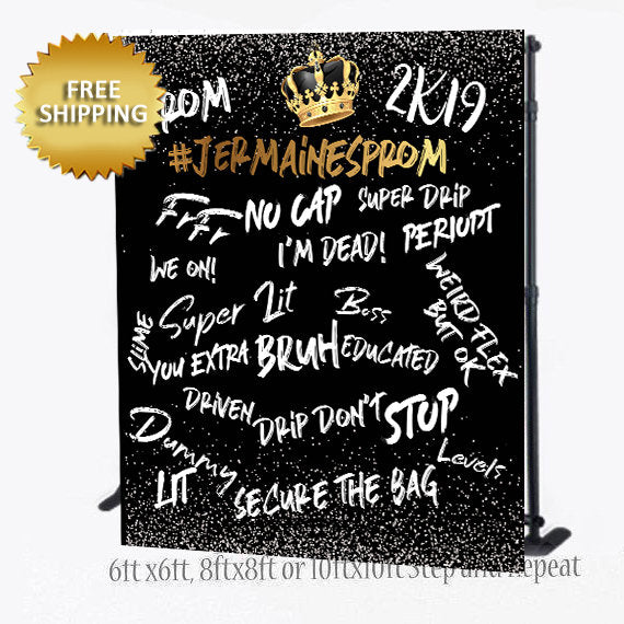 Prom 2k20 Prom 2k20 Step and Repeat backdrop black and gold – Dream Design Group