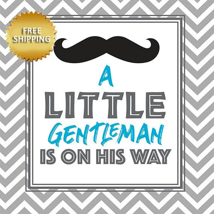 A Little Gentleman is on his way Photo Booth backdrop, Prince Step and Repeat, Mustache Step and Repeat, Gentleman backdrop, Baby Shower