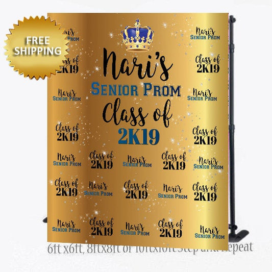 Graduation Backdrop, Prom backdrop 2019, Step and Repeat backdrop, Prom Step and Repeat, Prom Backdrop, Prom Backdrop 2019, Blue and Gold