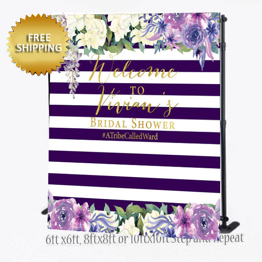 Wedding Backdrop, Floral Backdrop, Black and White Stripes Step and Repeat, Bridal Shower backdrop, Sweet 16,  prom backdrop, prom 2019