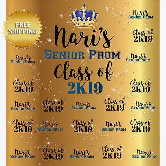 Gold and Black Senior Prom Step and Repeat Backdrop with crown – Dream ...