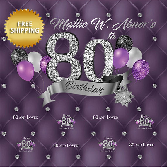 80th Birthday Step and Repeat, Tufted Backdrop, Birthday Backdrop, Purple Backdrop,Step and Repeat Backdrop, Engagement  Backdrop