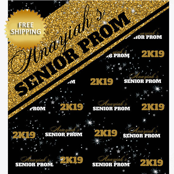 Prom Step Ladder 2K20 Prom Step and Repeat backdrop black and gold – Dream Design Group