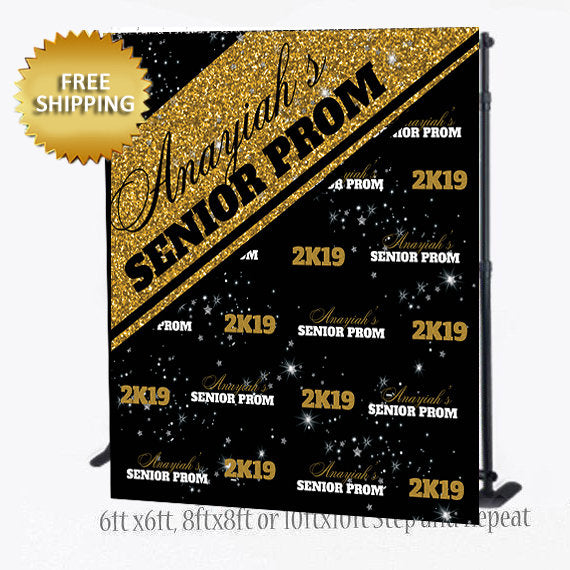 2K20 Prom Step and Repeat backdrop black and gold – Dream Design Group