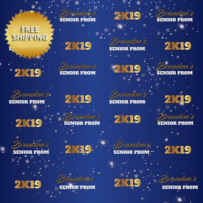 Prom Step and Repeat backdrop, 2K19 Prom Step and Repeat,Prom backdrop, Blue and gold prom backdrop, Photo Props, blue and gold prom repeat