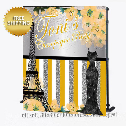 Paris Prom Step and Repeat backdrop, 2K19 Prom Step and Repeat, gold and black Prom backdrop, Prom 2019 backdrop, paris prom 2019 repeat