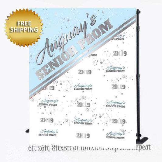 baby blue Prom Step and Repeat backdrop, 2K19 Prom Step and Repeat, sky blue prom backdrop, Prom 2019 backdrop, prom 2019 repeat, purple