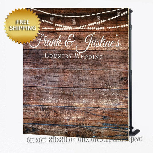 Rustic Step and Repeat backdrop, Rustic backdrop, Rustic wedding backdrop, step and repeat backdrop, photo booth props, string lights step