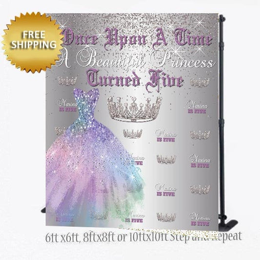 Princess step and repeat, Mis Quince, Sweet 16 Step repeat backdrop, Step and repeat backdrop custom, Purple backdrop, Princess Backdrop,