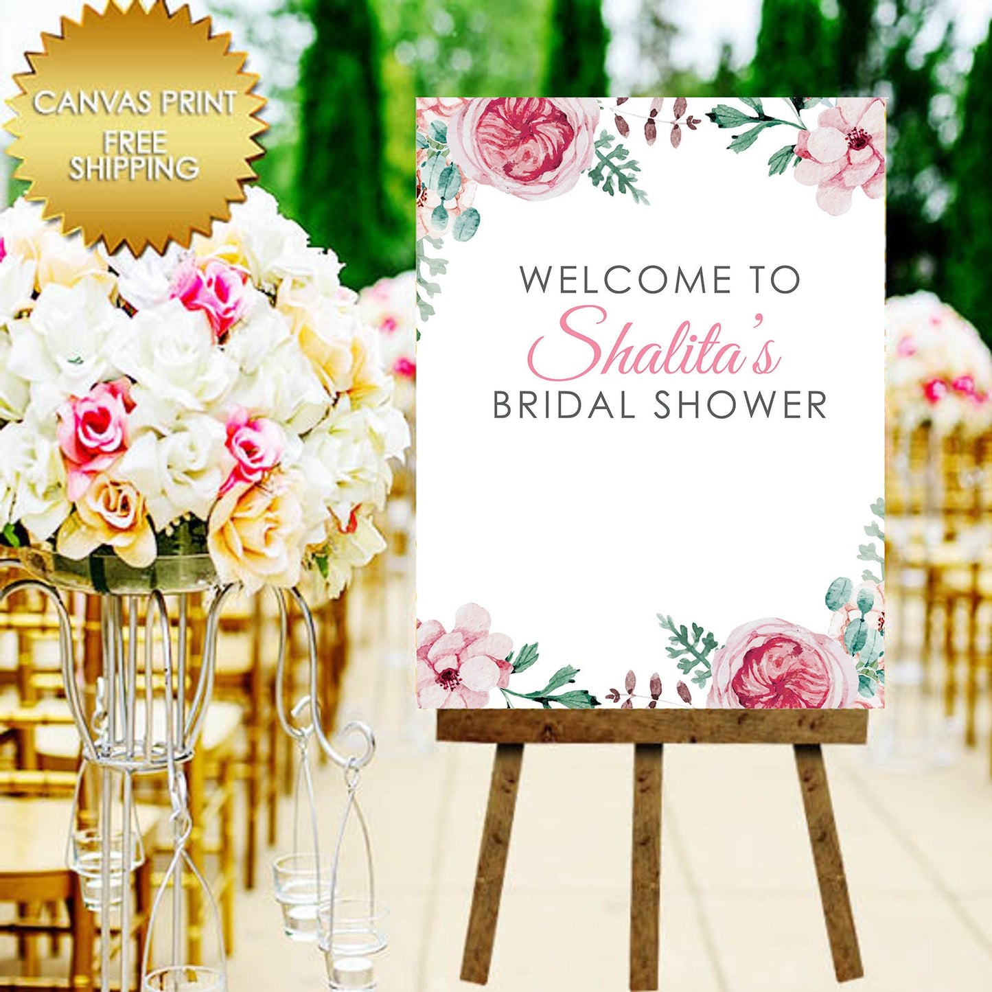 floral-bridal-shower-custom-canvas-welcome-guestbook-sign-dream-design-group for Free Printable Bridal Shower Welcome Sign Floral Bridal Shower custom canvas welcome guestbook sign – Dream Design Group for Free Printable Bridal Shower Welcome Sign