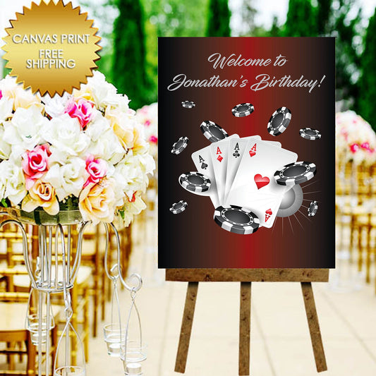 Casino Guest Book Guest Sign, Welcome Sign, Canvas Print Sign, Wedding Sign, Birthday party Canvas guest book sign, Step and repeat banner