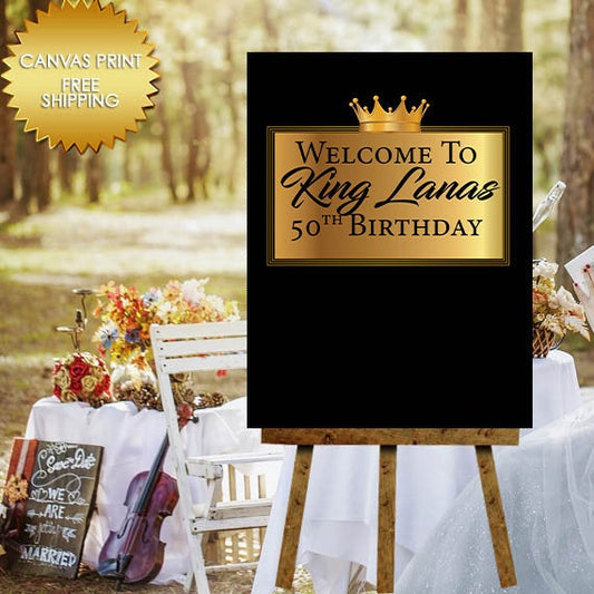 Canvas sign guest book, Royalty guest book canvas,Welcome Sign guest book, 50th Birthday step and repeat,Guest book canvas, Royal guest book