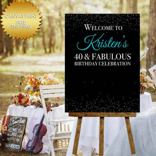 Canvas sign guest book, 40 and fabulous guest book canvas,Welcome Sign guest book, 40th step and repeat,Guest book canvas, Birthday canvas