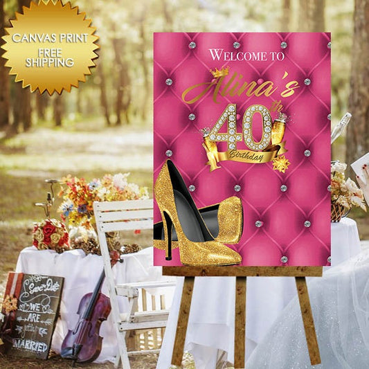Guest book canvas, Wedding canvas board, Poster Board Bridal Shower Canvas, 40 and fabulous, Canvas Print Wedding Sign, 50th Birthday guest
