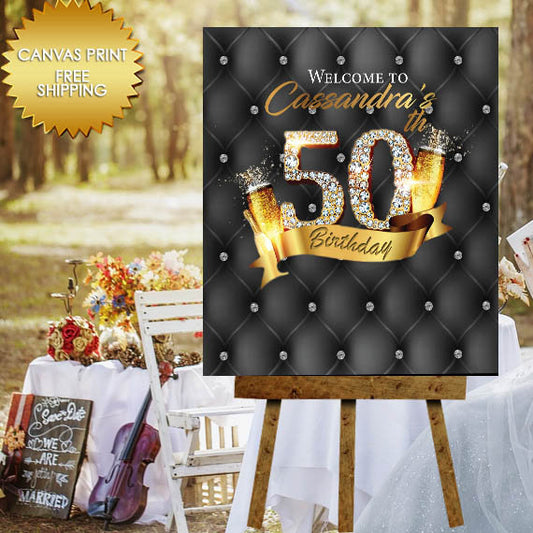 50th Birthday canvas sign, Canvas guest book, Canvas Sign, Wedding Canvas, birthday canvas sign, Canvas guest book sign,Canvas 50th sign