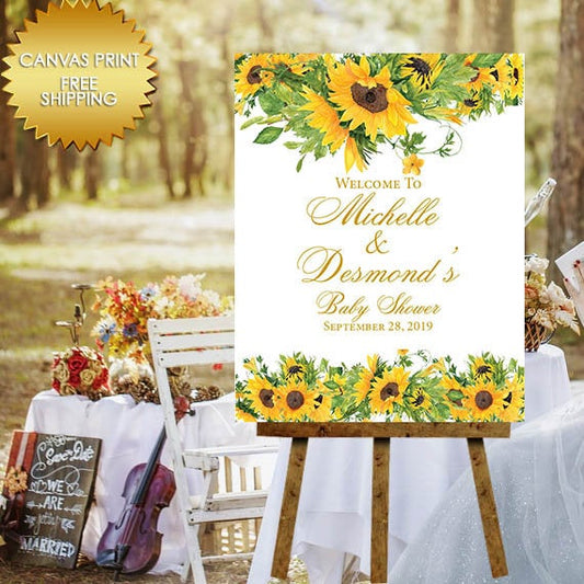Sunflowers Canvas sign guest book, Bridal Shower guest book canvas,Welcome Sign, 50 and fabulous, Baby Shower canvas,Sunflowers canvas sign