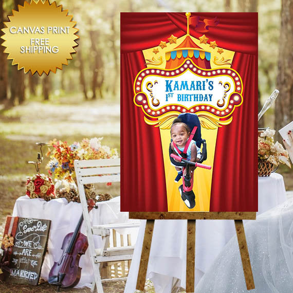 Carnival Canvas sign guest book, 1st birthday guest book canvas,Welcome Sign, circus birthday sign, Birthday canvas, carnival guest book