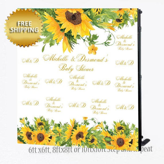 Sunflowers Step and Repeat, Bridal Shower backdrop, baby Shower Backdrop, Sweet 16 Birthday photo booth, Wedding Backdrop, Baby Shower
