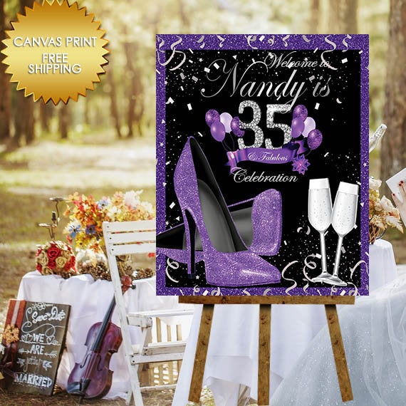 50 And Fabulous Elegant Birthday Party Canvas Welcome Sign – Dream 