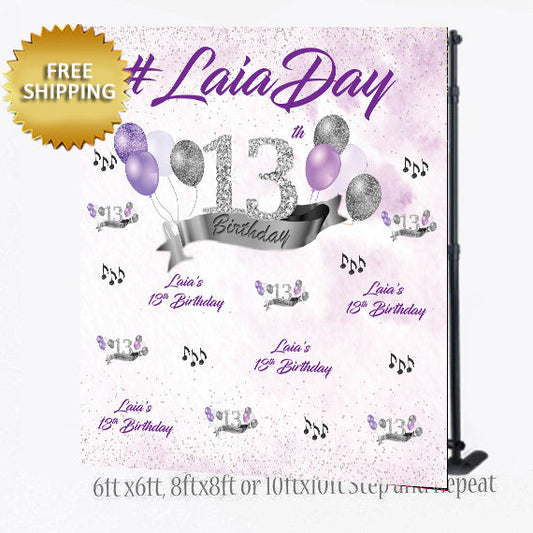 Step and repeat backdrop custom, Sweet 16 backdrop, 13th Birthday step and repeat, Hashtag backdrop,Birthday step repeat, birthday backdrop