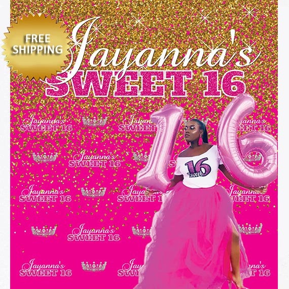 Sweet 16 step and repeat, Hot pink backdrop, Step and repeat backdrop custom, Sweet 16 step and repeat backdrop custom, sweet 16 custom