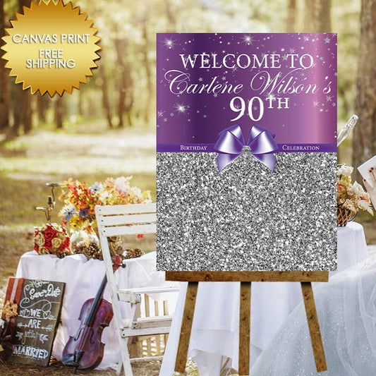 Canvas sign guest book, Welcome Sign guest book,90th Birthday step and repeat,Guest book canvas, 50 and fabulous Birthday guest book sign