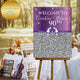 Purple and Silver birthday canvas welcome guest book sign