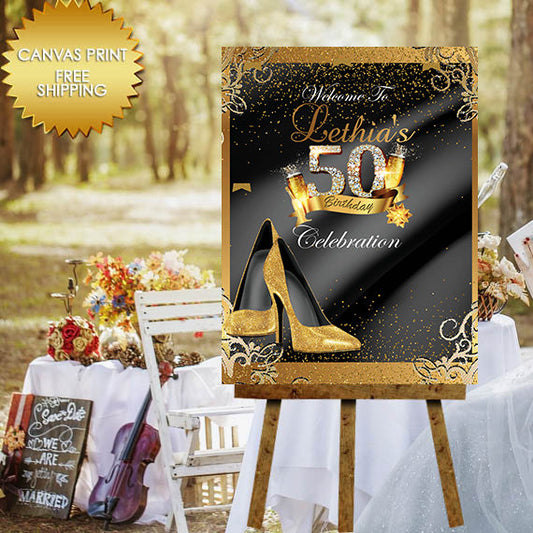 50 and Fabulous sign, Stepping into 50, canvas guest book sign, Birthday guest book canvas,Welcome guestbook, canvas sign, step and repeat