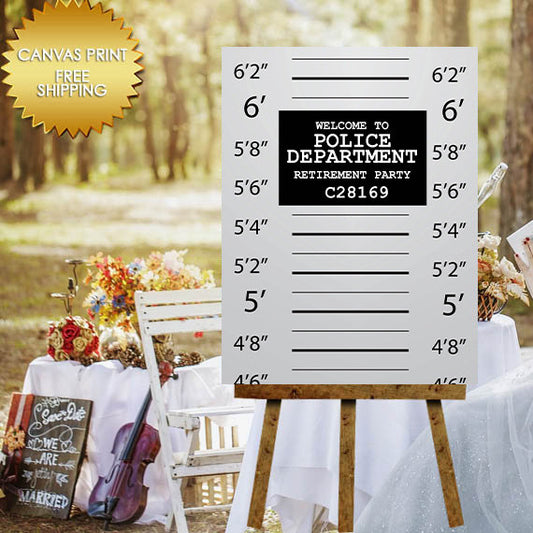 Canvas sign guest book, Mugshot guest book canvas,Welcome Sign guest book,50th Birthday step and repeat,Guest book canvas, Police welcome