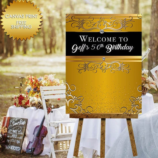 Guest book canvas, 50th Birthday canvas, Poster Board Bridal Shower Canvas, Royalty Welcome Sign,Canvas Print Wedding Sign, Elegant Sign,