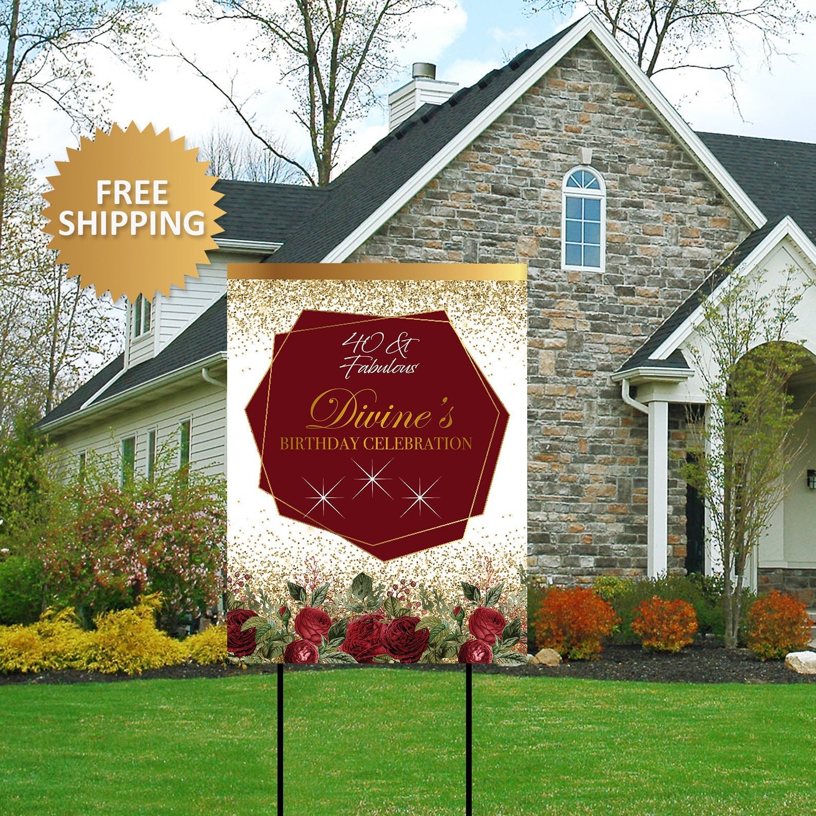 40th Birthday Yard Sign, Quarantine Birthday Sign, Floral Birthday Lawn sign, Birthday Quarantine Sign, Birthday sign, Birthday yard banner