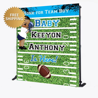 Team Boy Backdrop, Football theme Step and Repeat, Team Boy or Team Girl Backdrop, Baby Shower backdrop, Sports baby shower backdrop