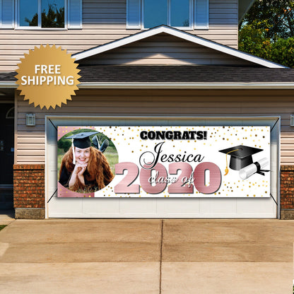 Rose Gold Class of 2020 Banner, Printed Custom Banner, Grad Photo Banner, Congrats Grad Party Banners, Graduation Banner, Photo banner