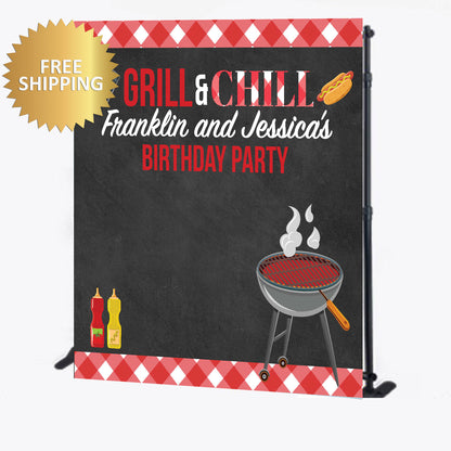 Barbecue backdrop, Summer Backdrop, Grill backdrop, Birthday backdrop, Birthday banner, 50th Birthday Step and Repeat, Grill banner